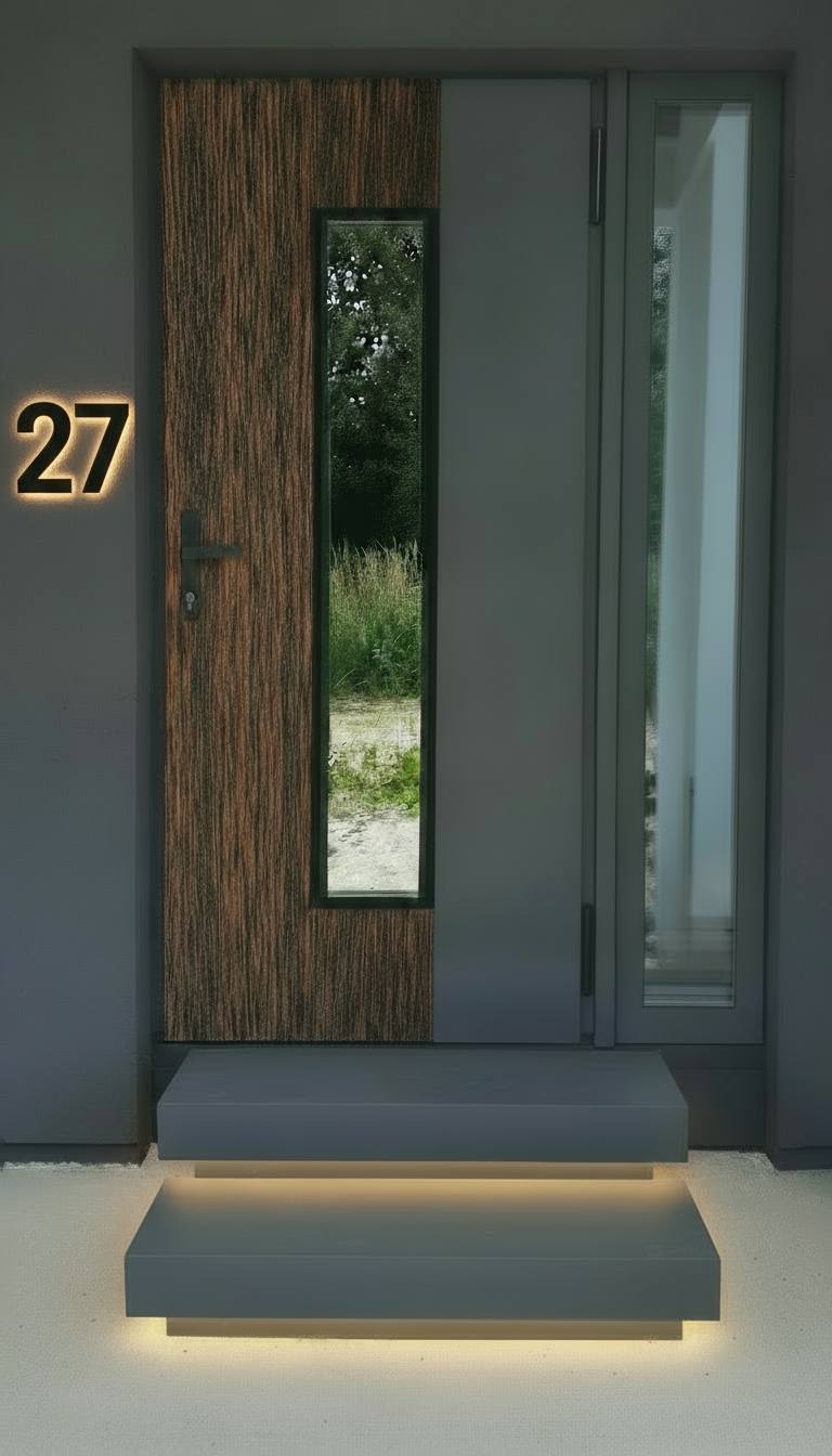 Двустворчатая входная дверь в современном стиле